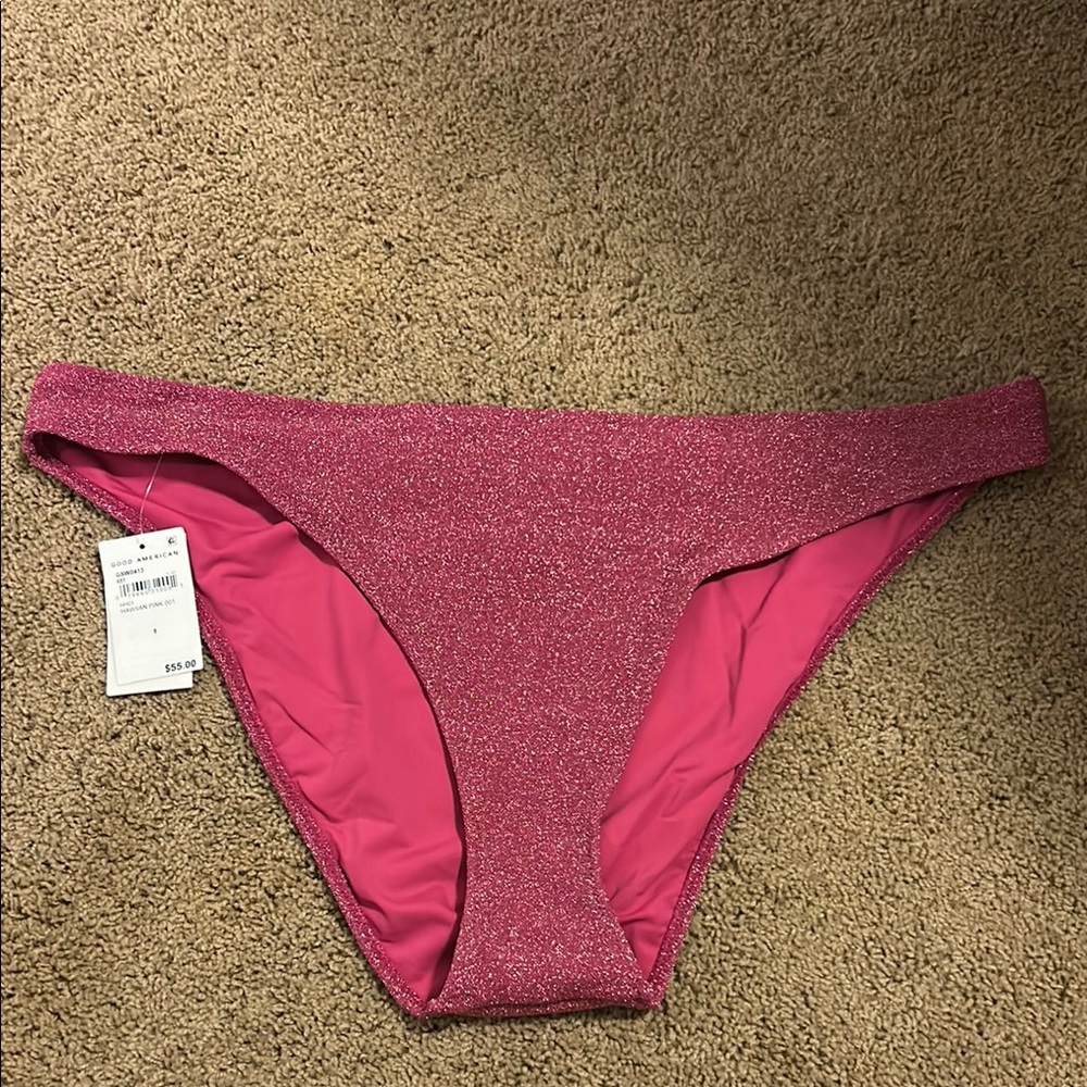 NWT Good American Pink Glitter Bikini Bottom